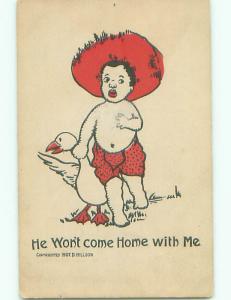Pre-Linen black americana postcard k8762