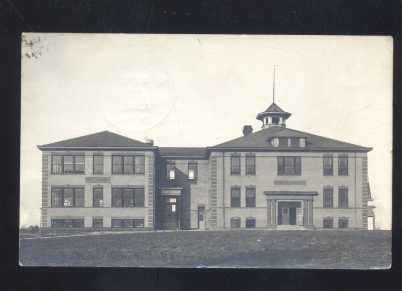 RPPC BRITTON SOUTH DAKOTA PUBLIC SCHOOL BUILDING VINTAGE REAL PHOTO POSTCARD