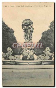 CARTE Postale Old Paris Luxembourg Garden Fountain Carpeaux