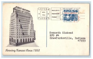 1964 First National Bank Topeka Kansas KS Stamp Exhibition Posted Postcard