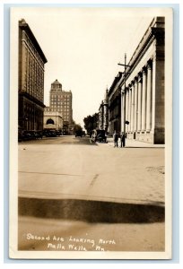 c1940's Second Avenue North Cars Walla Walla WA RPPC Photo Soldier Postcard 