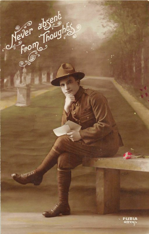 H79/ Interesting France RPPC Postcard WWI c1918 Woman Love Soldier 185