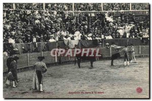 Old Postcard Bullfight Bullfight Incoming toro's death