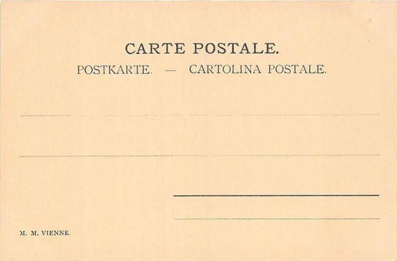 Erotic Woman & Suitor Pink Fan M. M. Vienne Postcard