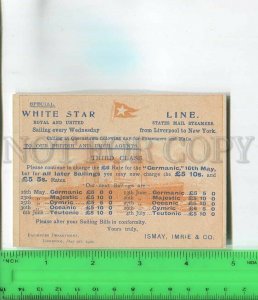 481187 UK 1900 real posted White Star line ship Germanic advertising Stationery