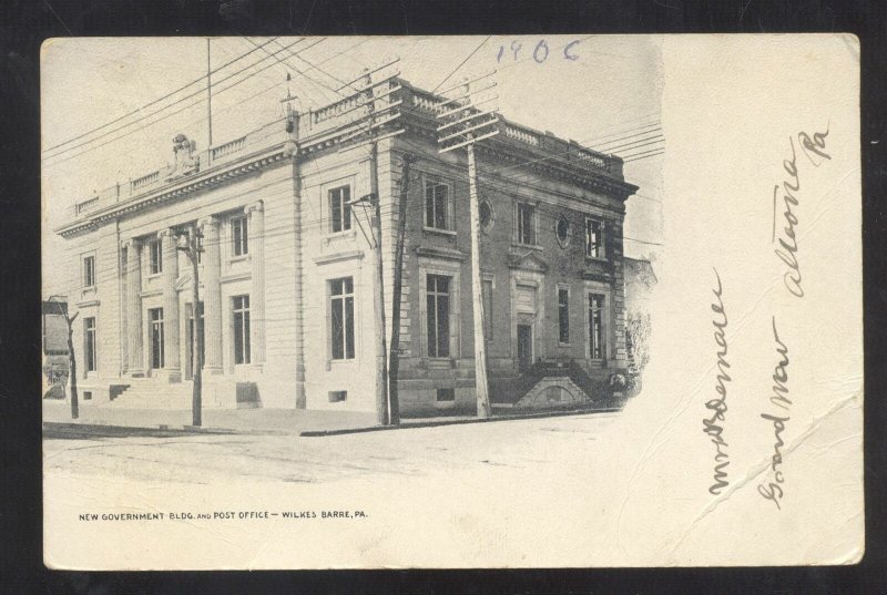 WILKES BARRE PENNSYLVANIA FEDERAL BUILDING POST OFFICE VINTAGE POSTCARD 1906