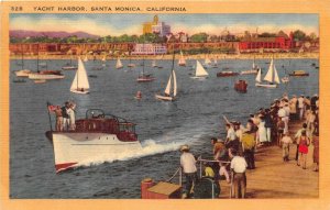 Santa Monica California 1940s Postcard Yacht Harbor Boats