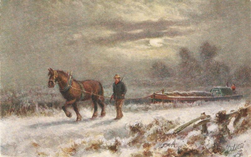 F.W.Hayes.. Scene with horse Tuck Oilette White Winter Ser. PC # 8759