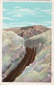 12902 Spring Snow Banks on the Pikes Peak Cog Railroad Colorado 1949