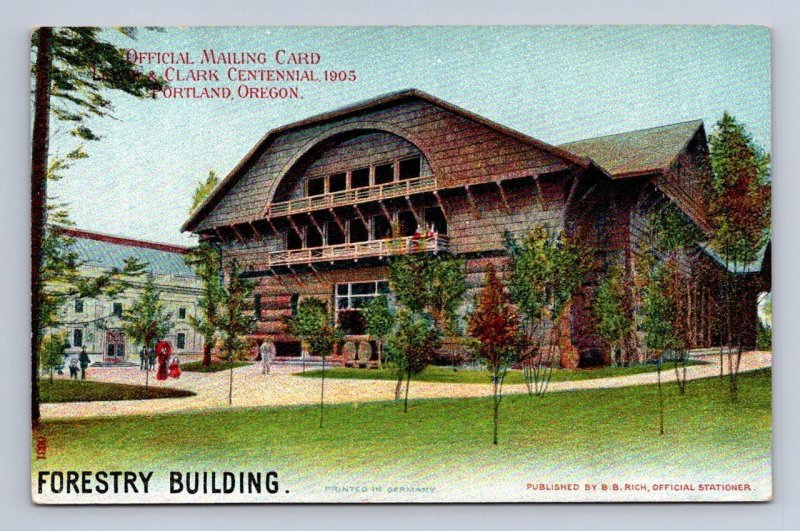 FORESTRY BUILDING LEWIS & CLARK EXPOSITION PORTLAND OREGON POSTCARD (1905)