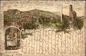 Gruss aus Tubingen Germany Used 1894 Early Postcard
