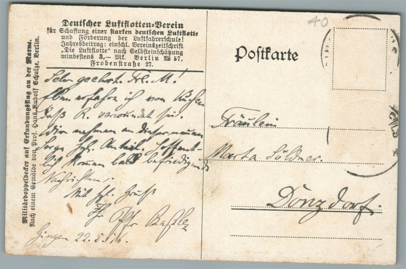 GERMAN WWI ANTIQUE POSTCARD BIPLANE BOMBER