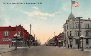 Jamestown North Dakota 5th Avenue Looking South Antique Postcard (J37373)