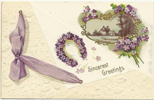 1910 Antique Postcard - Sincerest Greetings - Purple Forget-Me-Nots Flowers