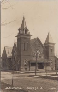 Ohio Real Photo RPPC Postcard 1909 CHICAGO U.B Church Building Willard