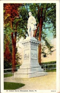 Vintage Vermont Postcard - Barre - Robert Burns Monument