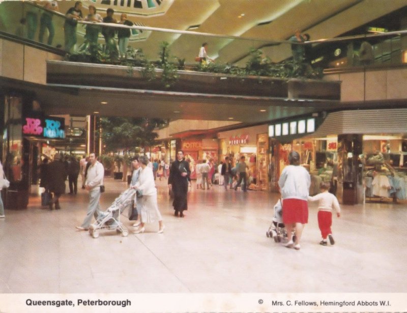 Queensgate Peterborough Dorothy Perkins Top Man Shop 1980s Precinct Postcard