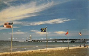 Historic Fort Michilimackinac French  British  American Flags Guard Bound - M...