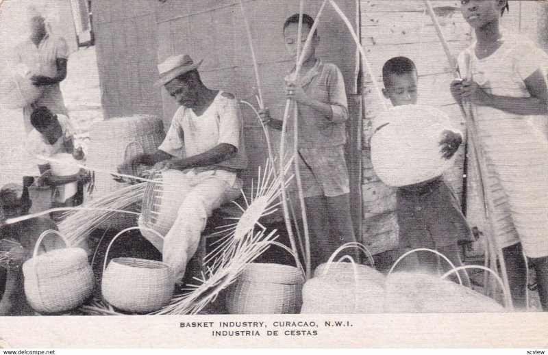 Basket Industry , Curacao , N.W.I. ; Industria de Cestas , 1930s