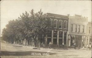 Sedan KS Stores Buildings c1910 Real Photo Postcard