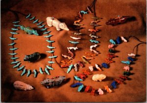 Zuni Fetishes stone shell Lavina Tsikewa, Annette Hannaweeka POSTCARD