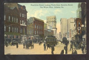 ATLANTA GEORGIA DOWNTOWN PEACHTREE STREET SCENE 1914 VINTAGE POSTCARD