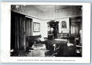 Cedar Rapids Iowa IA Postcard Grand Master's Room Iowa Masonic Library c1905's