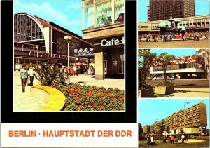 VINTAGE CONTINENTAL SIZE POSTCARD MULTIPLE VIEWS BERLIN CAPITOL OF EAST GERMANY