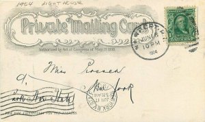 1904 Private mailing Lime Rock Light Newport Rhode Island Postcard Mercury 9604