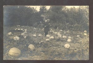 RPPC ELY KANSAS FARMING PUMPKIN OR MELON FIELD VINTAGE REAL PHOTO POSTCARD