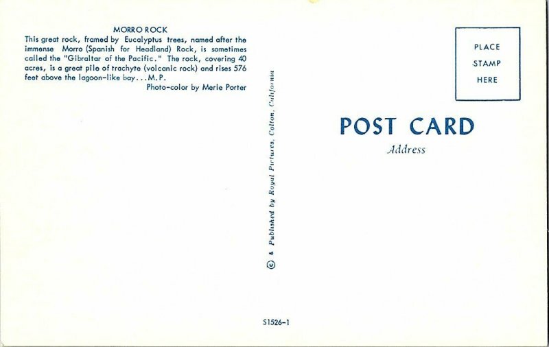 Postcard CA Morro Rock California Vintage Standard View Card