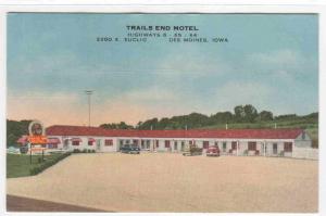 Trails End Motel Des Moines Iowa linen postcard