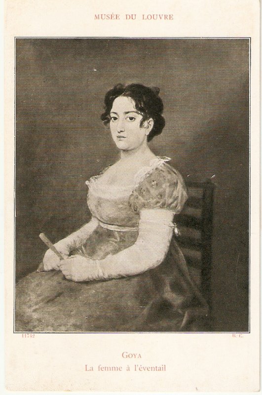 Goya. La femme a l'eventail Fine painting, old vintage French postcard