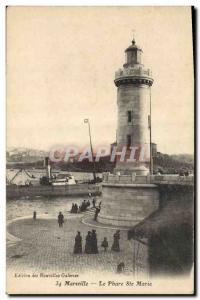 Old Postcard Lighthouse Ste Marie Marseille Boat