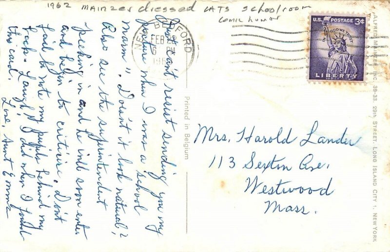 1962 Mainzer dressed cats School room interior Postcard 25-737