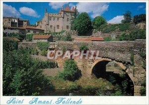 Postcard Moderne Saint Amant Tallende (Puy de Dome) The Castle and Bridge Veyre