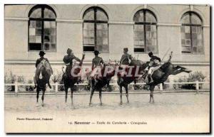 Old Postcard Horse Equestrian Saumur Cavalry School croupades