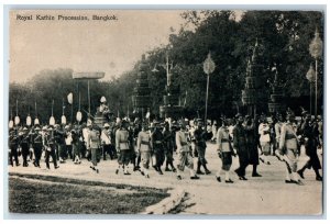 c1940's Parade of Royal Kathin Procession Bangkok Thailand Vintage Postcard 