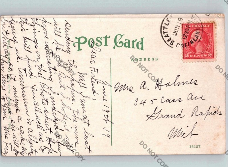 c1915 Interior View O&W Train Depot Railroad Station SEATTLE Washington WA