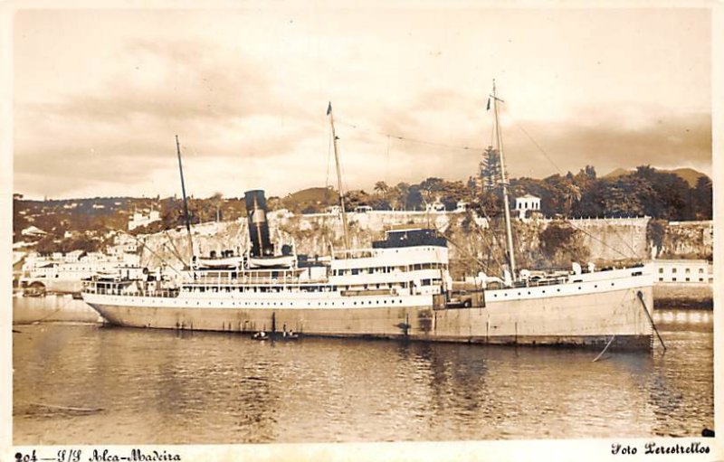 SS Aolca-Maderia Yeoward Line Real Photo Writing on back, missing stamp 