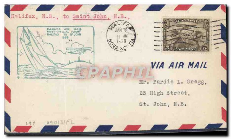 Letter Canada Halifac 1st Flight to Saint John January 28, 1929