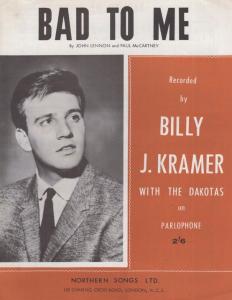 Bad To Me Billy Kramer 1960s Sheet Music