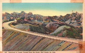 Vintage Postcard Approach To Upper Tunnel From The South Badlands South Dakota