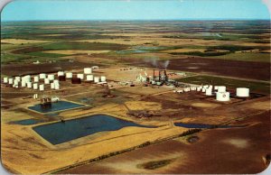 C1960s Aerial View of Oil Refinery Edmonton Alberta Postcard Vintage