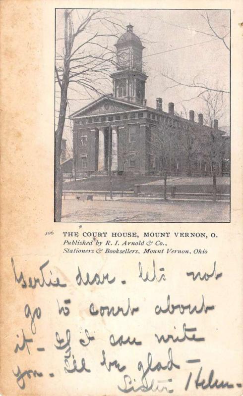 Mount Vernon Ohio Court House Street View Antique Postcard K43506