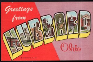 Ohio Large Letter - MultiView - Greetings from HUBBARD - LINEN