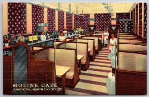 Jamestown North Dakota~Moline Cafe Interior~Waitresses by Booths~1950 Linen PC