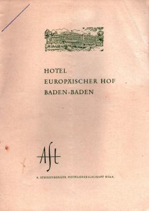 Baden-Baden Menu Steigenberger Hotel Europaischer Germany
