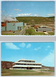 2 Postcards BAIE COMEAU, Quebec Canada ~ NORTH SHORE PAPER MILL & Offices c1970s