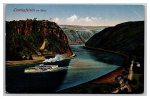 Ship Through Aussichtspunkt Loreleyfelsen Germany DB Postcard U26